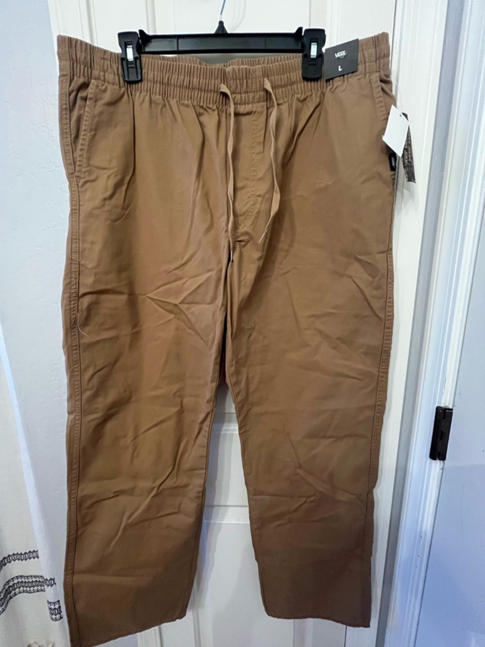 Vans Drawstring Cotton Blend Men's Pants - Brown